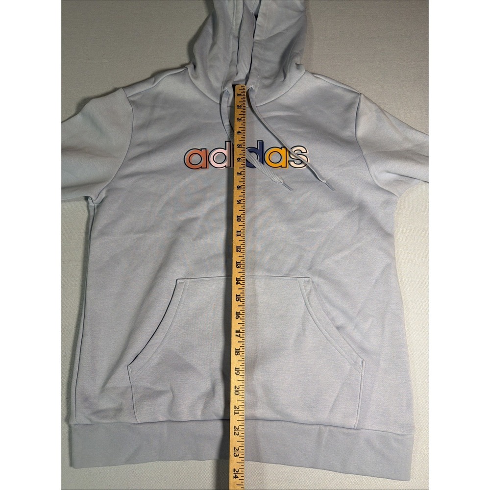 Adidas Sweatshirt Hoodie Womens Size M Blue with Multi-Color Logo Light Blue - Picture 16 of 16